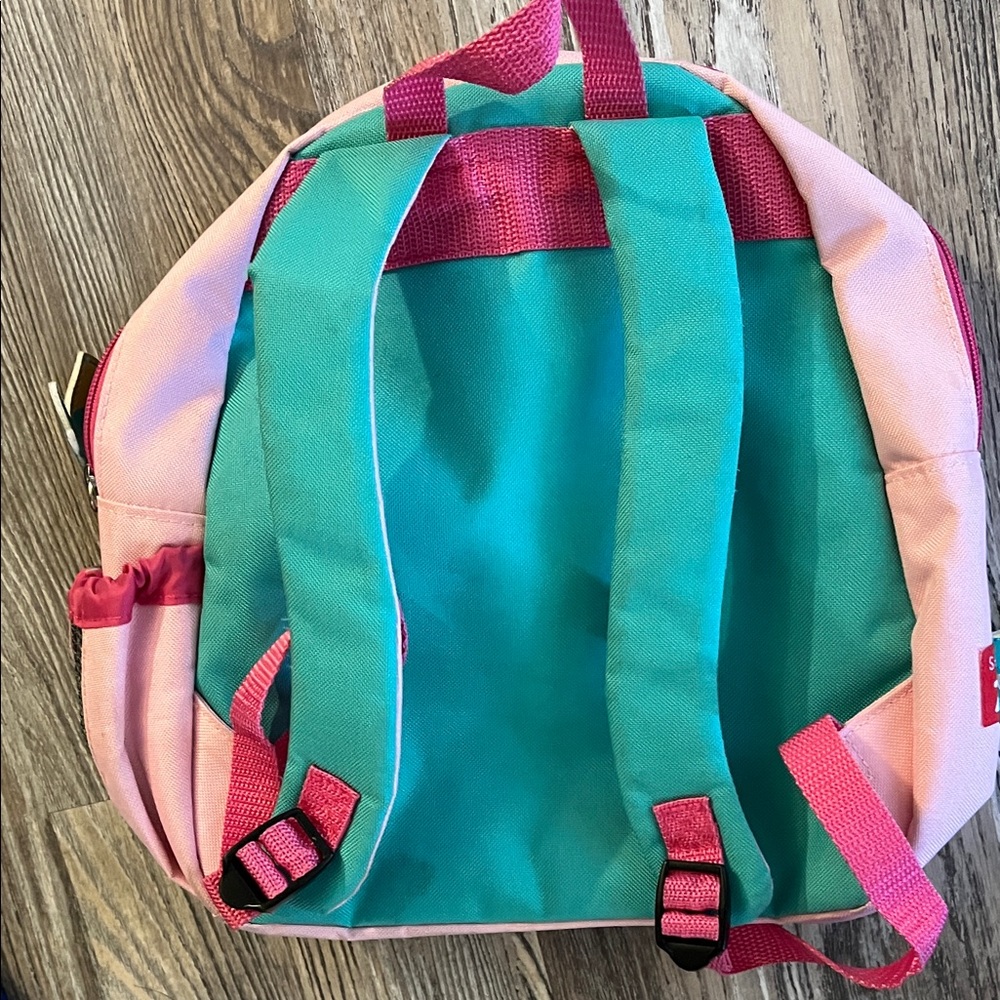 Kids Flamingo Backpack - Pink & Teal Canvas Bag - Picture 4 of 5